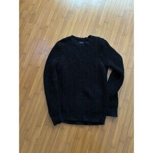 AllSaints Rok Crew Special Knit Black Cotton Sweater - Men's Small